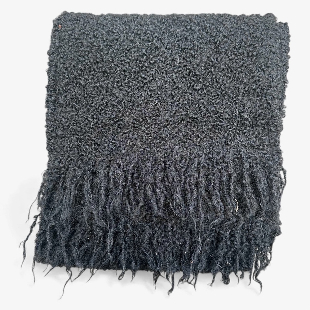 Irish Handcrafted Wool Blend Textured Black Scarf 60% Wool